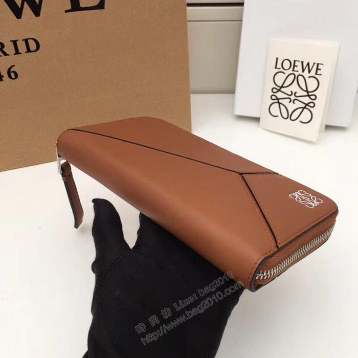 LOEWE錢包 122N89 頭層皮幾何錢包 羅意威原單長錢包  sl2054